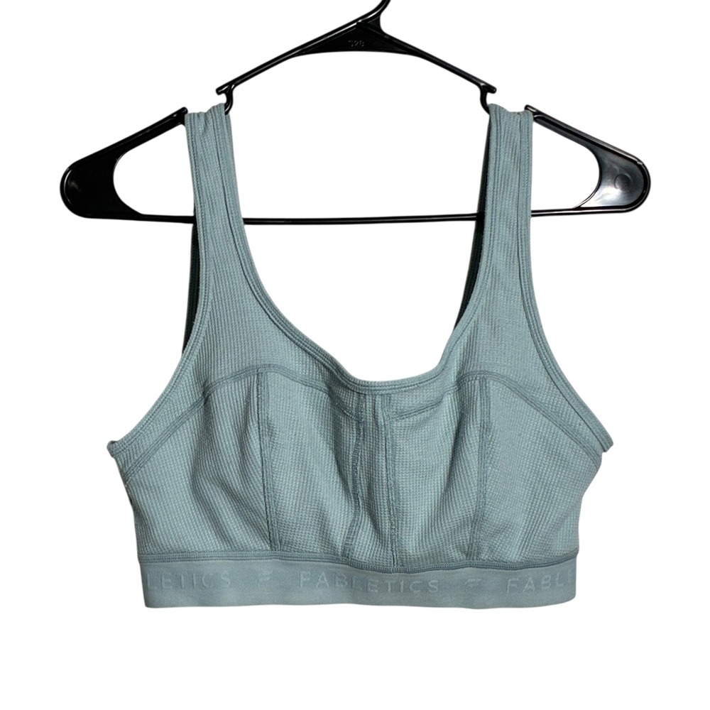 Fabletics Women's Medium Ribbed Sports Bra Blue Workout Athleisure